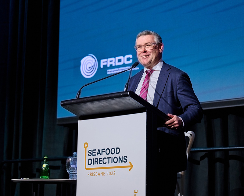 Minister for Agriculture, Fisheries and Forestry Senator Murray Watt addresses Seafood Directions 2022. Photo: Seafood Industry Australia. 