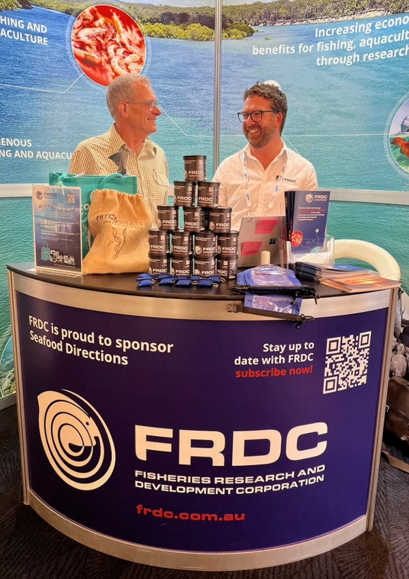 Seafood industry consultant Alan Snow with FRDC Senior Research Portfolio Manager Josh Fielding.