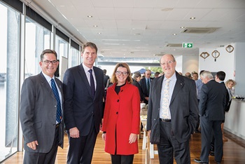 Photo of FRDC board member John Harrison, Senator Cory Bernardi, Senator Anne Ruston (Assistant Minister for Agriculture and Water Resources) and Grahame Turk from Sydney Fish Market.
