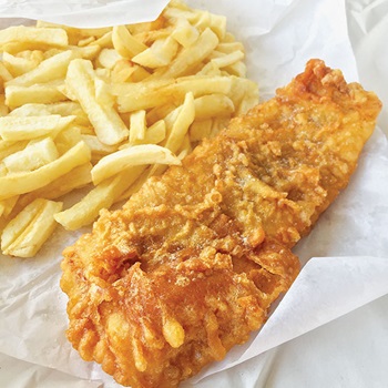 Photo of chips and battered Atlantic cod