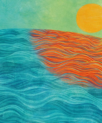 Illustration of sun and ocean by Sonia Kretschmar