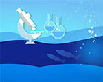 Illustration of science equipment in the ocean