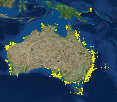 Map showing positions of releases of tagged game fish during 2017-18