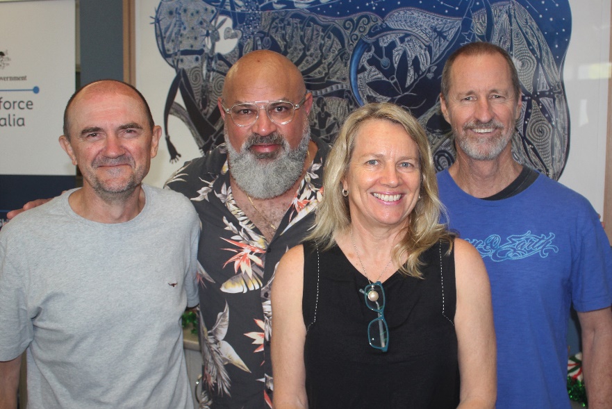 The traditional catch data project team, from left, Tim Skewes, Kenny Bedford, Natasha Stacey and Dave Brewer. Photo: Charles Darwin University 
