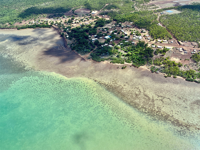 Aerial photo of Warruwi on Goulburn Island, NT.