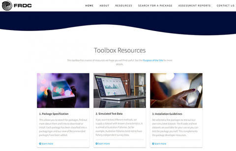 Screen shot of the Stock Assessment Toolbox website resources section